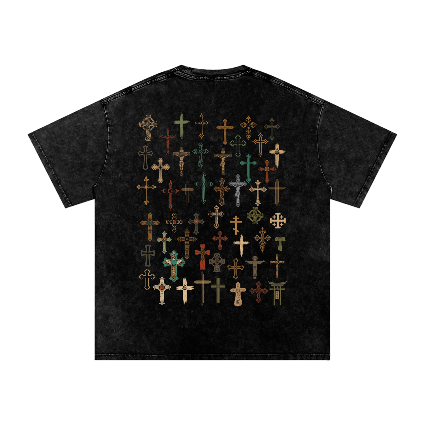 Crucifix Snow Wash Oversized T-Shirt